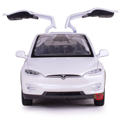 1:32 Alloy Car Model Tesla MODEL X90 Metal Diecast Toy Vehicles Car With Pull Back Flashing Musical Gift For Children's Race Car