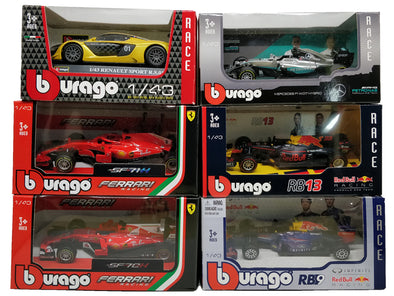 BBurago 2018 F1 Formula One 1:43 RedBull W05 W07 SF71H SF70H SF16 RB13 RB14 Diecast Racing Model Car Toy Cars